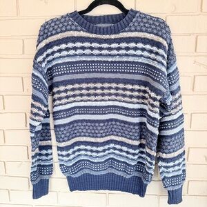 VTG Lord & Taylor Y2K Kensington Collection Cotton 3D Striped Cosby Sweater M